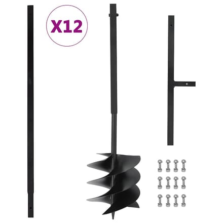 vidaXL - Grondboor - met - handvat - 250 - mm - met - verlengbuis - 12 - m - staal