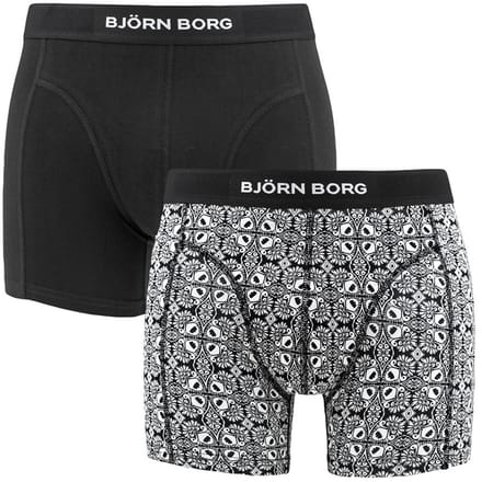 Björn Borg heren premium cotton stretch 2P boxers flowers wit & zwart