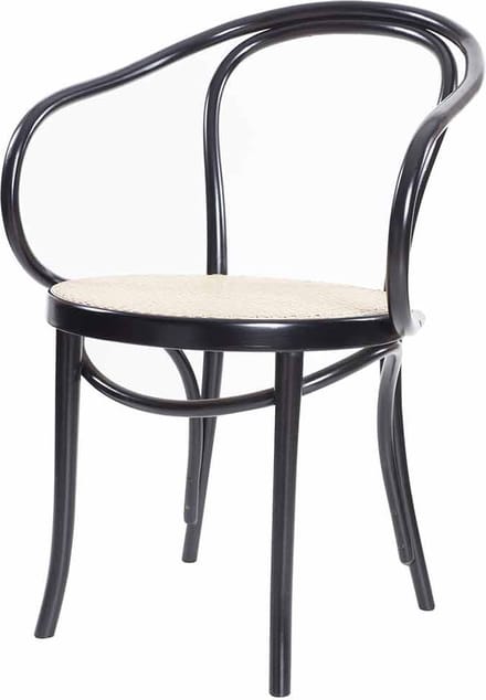 Fameg Venice No. 9 Eetkamerstoel - Met Armleuning - Hout - Rotan Zitting - Design - Zwart