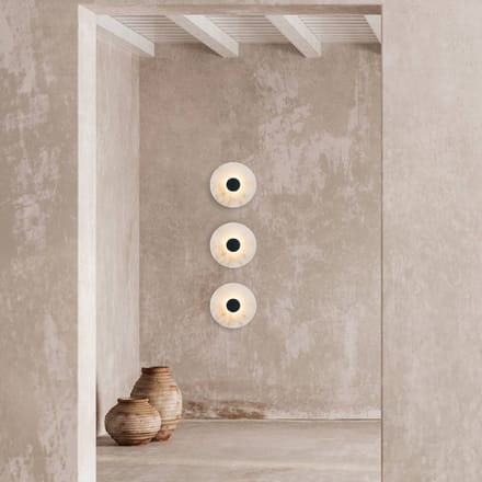 Zambelis LED wandlamp 2551, wit/zwart, Ø 25 cm, albast