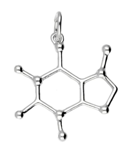 Zilveren Caffeine scheikundig molecuul formule kettinghanger