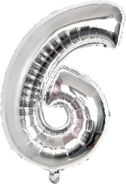 Jumada's - Feestelijk - Cijferballon - Folie - 70cm - Zilver - 6