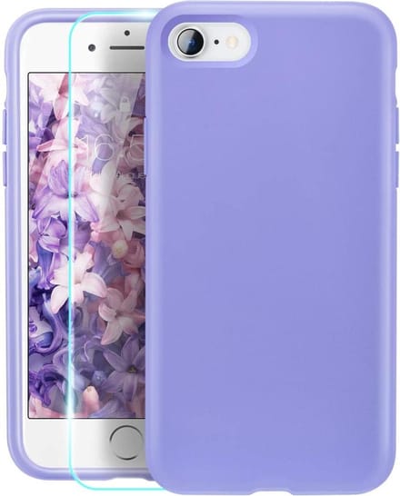 HB Hoesje Geschikt voor Apple iPhone SE (2020) Paars - Siliconen Back Cover / Glazen Screenprotector