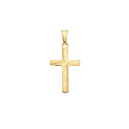 14K geelgoud hanger kruis gehamerd 18 mm 4033129