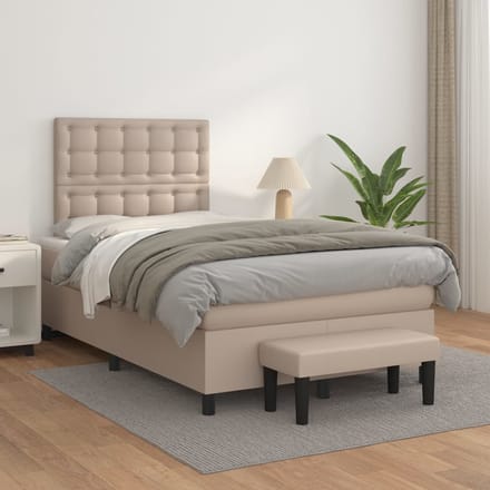 vidaXL - Boxspring - met - matras - kunstleer - cappuccinokleurig - 120x200 - cm