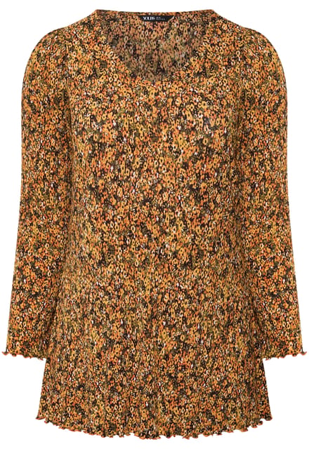 Yours Oranje Tuniektop Met Bloemenprint Size 50-52