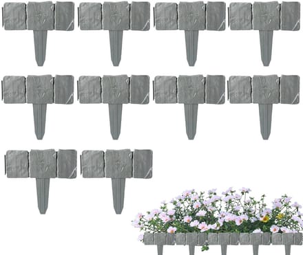 Kunststenen Borderrand - Tuinafscheiding - Tuin Ontwerpen - Graafvrij Systeem - 10 Stuks - Grijs