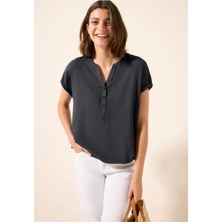 Blouse met korte mouwen in effen kleur