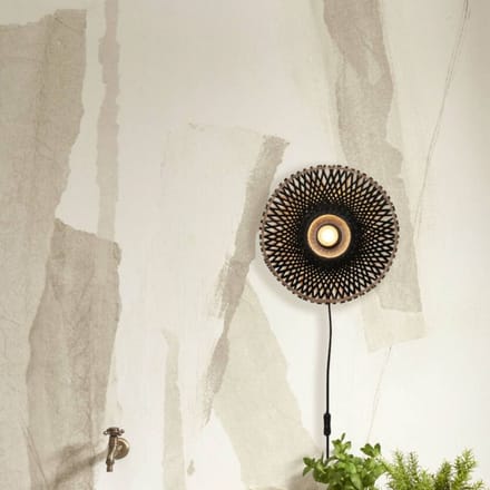 GOOD&MOJO Wandlamp Kalimantan - Zwart/Bamboe - Ø30cm - Binnen Modern