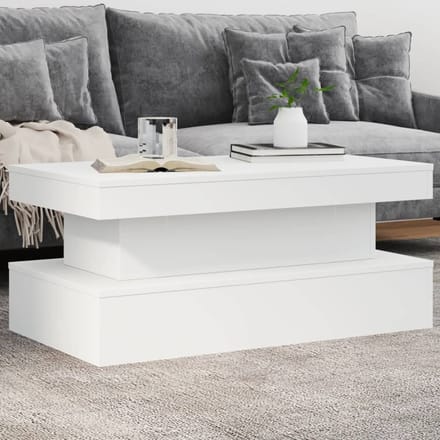 vidaXL - Salontafel - met - LED-verlichting - 90x50x40 - cm - wit
