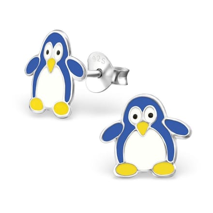 Princess Oorbellen Pinguin Blue - 925 Zilver E-Coating - Dier - 11x10mm