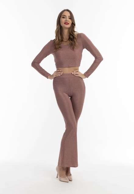 faina jersey broek met glanzend garen