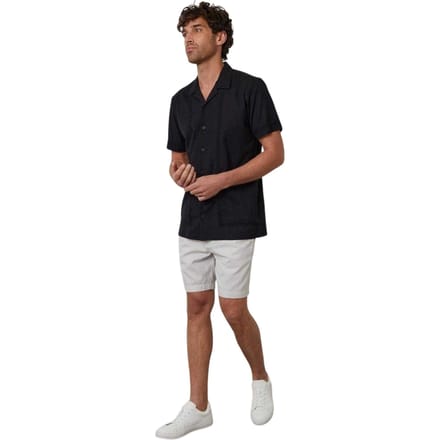 Threadbare Heren Geborduurde Kraag Korte Mouwen Bowling Shirt (Zwart)