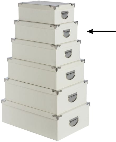 5Five Opbergdoos/box - 6x - ivoor wit - L32 x B21.5 x H12 cm - Stevig karton - Crocobox