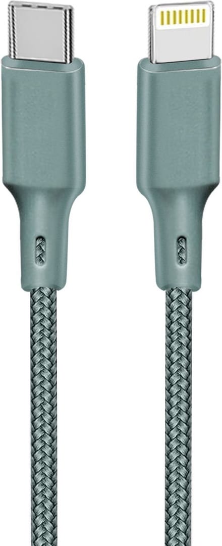 Just Green USB-C naar Lightning kabel - Recyclebaar - Gevlochten katoen - MFi certificering - 3A - 2 meter - Groen
