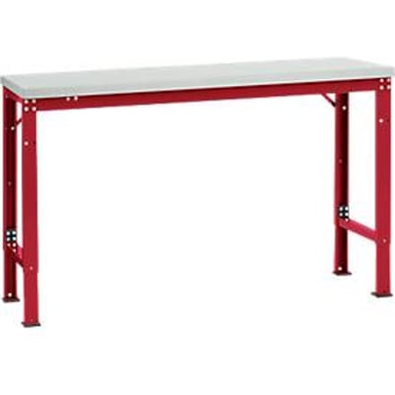 Manuflex basistafel UNIVERSAL Speciaal, 1500 x 800 mm, melamine lichtgrijs, robijnrood