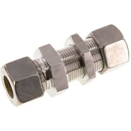 20S RVS Rechte Knelfitting Schotdoorvoer 250bar ISO 8434-1