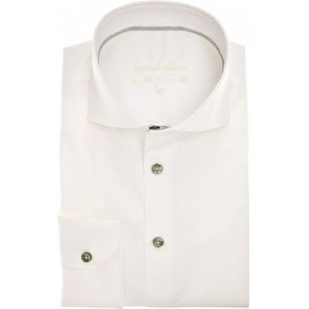 Ledûb Overhemd Slim Special Edition Cotton Non-Iron Antiekwit-Groen / male