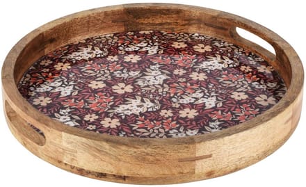 Dekoratief | Dienblad rond 'Retro Flower', hout/email, 35x35x5cm | A258028