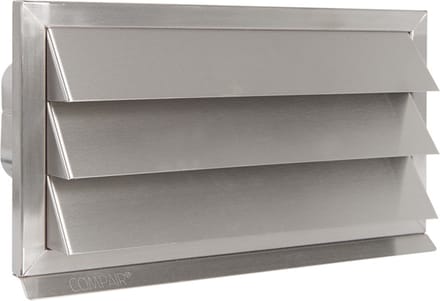 RVS buitenrooster Eco+ vaste lamellen+terugslagklep 220x90mm