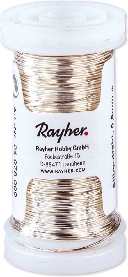 Rayher Bloemendraad of ijzerdraad - zilver - 0.5 mm dik - 50 meter snoer - metaaldraad - bindmaterialen
