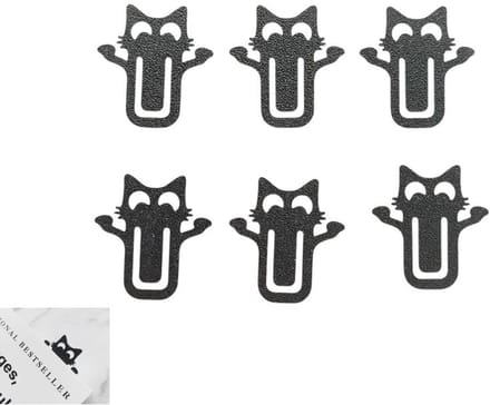 Boekenlegger - bladwijzer - bookmark - paperclips kat 6 stuks