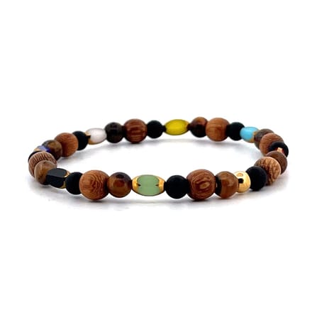IbizaMen KIDS - jongens armband - hout - gekleurd - 4mm - 15cm