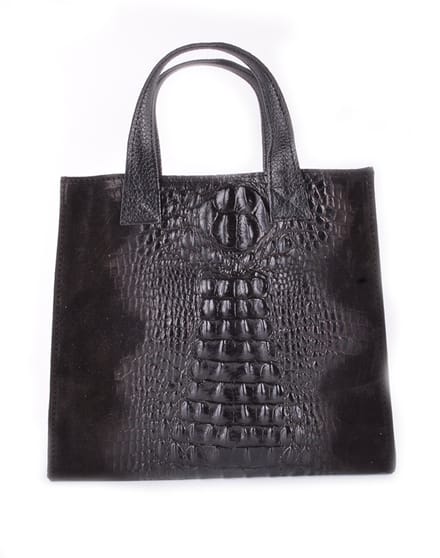Giuliano lederen handtas Sobek - Zwart - Kroko - Made in Italy