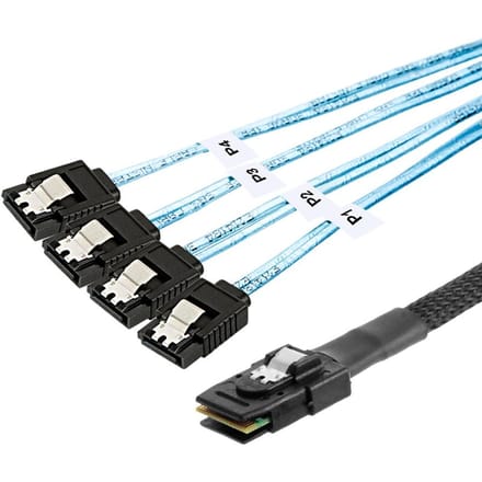 Mini SAS SFF-8087 naar 4 SATA harde schijf kabel server datakabel met 12Gbps transmissiesnelheid 0.5M zwart