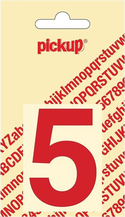 Pickup plakcijfer Helvetica 60 mm - rood 5