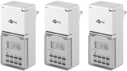 Goobay tijdschakelklok set van 3 stuks - digitaal (10 programma's per week) - voor buiten (IP44) / wit