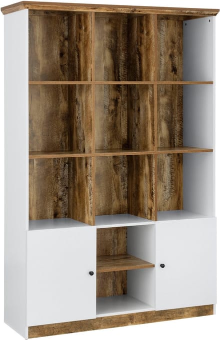 Castor-Boekenkast - 2-deurs 9-vakken - Wit Eikenlook