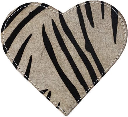Mars & More Onderzetter Koehuid Hart Zebra 14 cm
