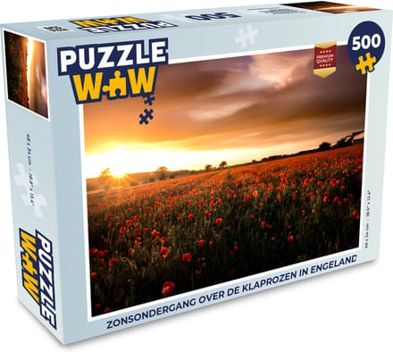 Puzzel Zonsondergang over de Klaprozen in Engeland - Legpuzzel - Puzzel 500 stukjes