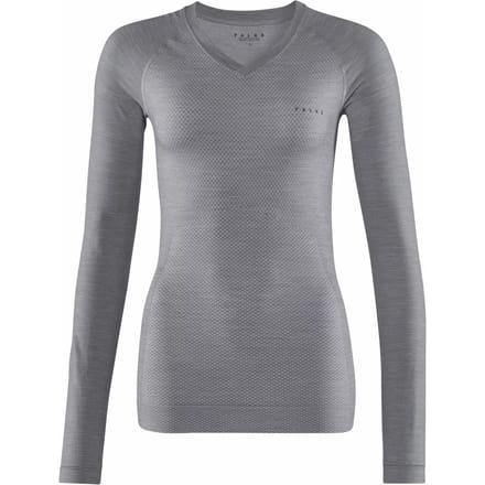 FALKE Wool-Tech Light V Neck sneldrogend wol functioneel functioneel shirt met lange mouwen dames grijs - maat M