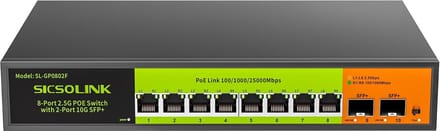 Onbeheerde 10-Poorts 2.5G PoE+ Switch met 8x 2.5G PoE+ en 2x 10G SFP+ Uplinks