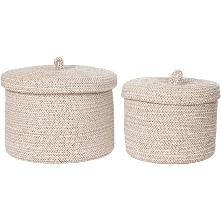 House Nordic - Sebal Baskets - Manden met deksel - Set van 2 - Katoen