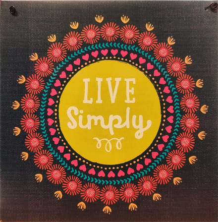 Hangdecoratie - Live simply - Metaal - 20x20cm