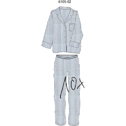 Phil & Co Heren Pyjama Set Lang Geweven Blauw Gestreept Knoopsluiting - Maat M