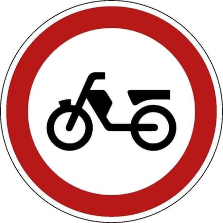 Verboden voor bromfietsen bord - kunststof - C13 100 mm