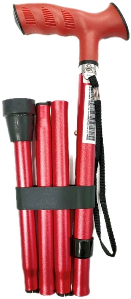 Premis Lichtgewicht Wandelstok Opvouwbaar Met Luxe TPR Greep - Rood / Roze
