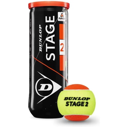 Tube met 3 tennisballen Dunlop Stage 2