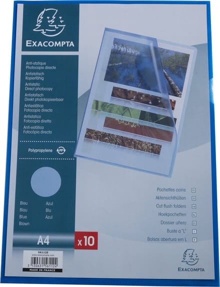 Exacompta 10x Pak van 10 L mappen- gekorrelde PP 12/100ste - A4 - Blauw - 56112E
