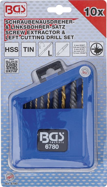 Linkse tapset met boren - beschadigde schroeven boor en uitdraai set - 10-delig - BGS6780