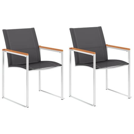 vidaXL - Tuinstoelen - 2 - st - textileen - en - roestvrij - staal - grijs
