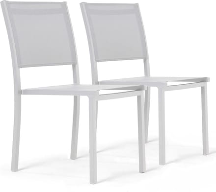 Aluminium Tuinstoelen met Textile Bekleding - Set van 2 - Wit