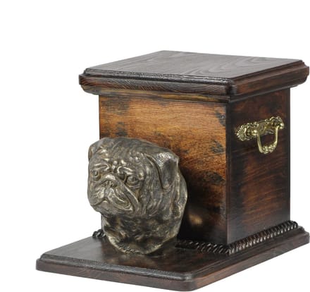 Elegante urn hond voor hondenas met buste van een Pug