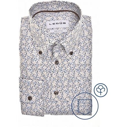 Ledûb Overhemd Refined Leaf Print Shirt Bruin-Blauw / male