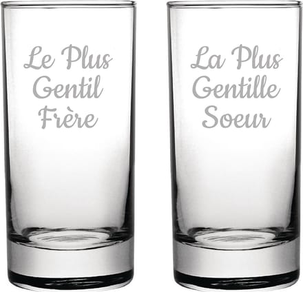 Longdrinkglas gegraveerd - 28,5cl - Le Plus Gentil Frère & La Plus Gentille Soeur