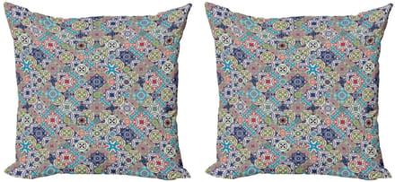 ABAKUHAUS Kussenhoes Set – 2x45x45 cm – Dubbelzijdig Bedrukt – Multicolor